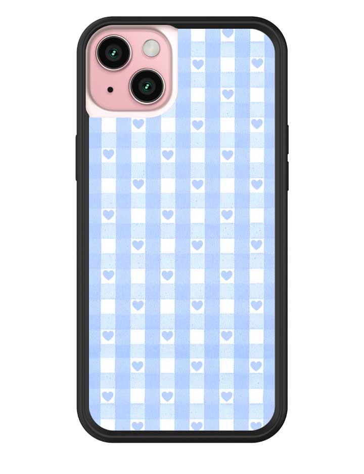Blue Gingham Hearts iPhone Case - Image 11