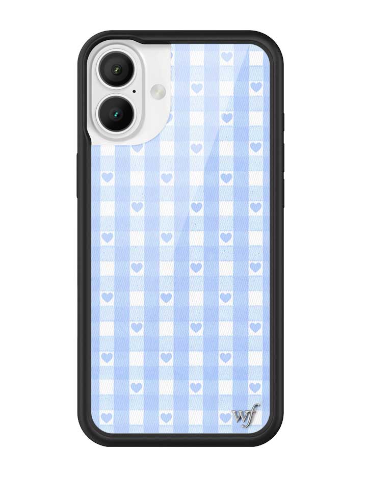 Blue Gingham Hearts iPhone Case - Image 3
