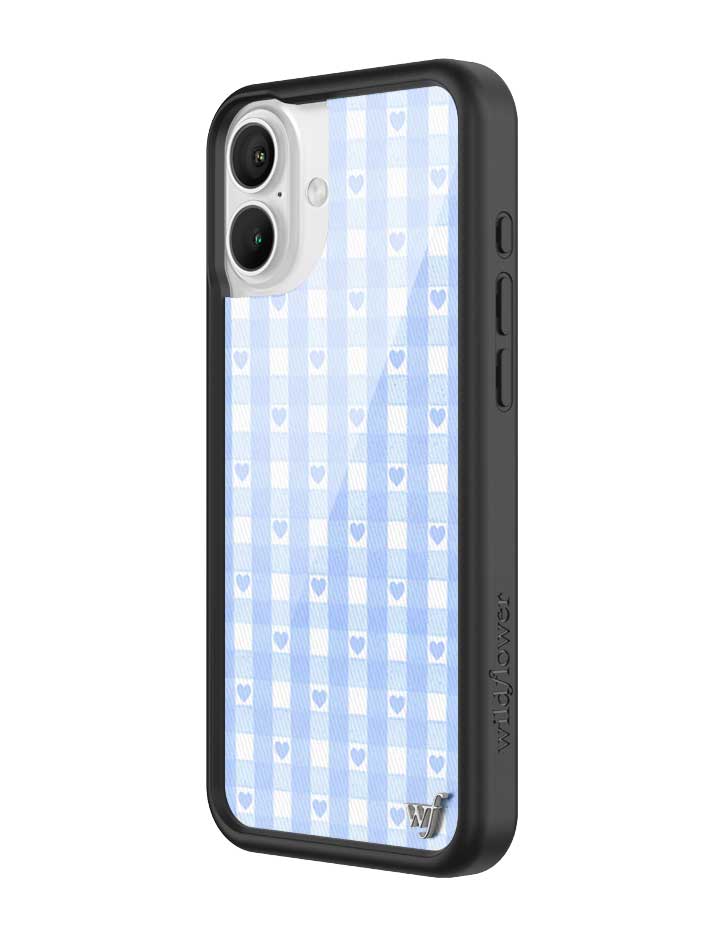 Blue Gingham Hearts iPhone Case - Image 4