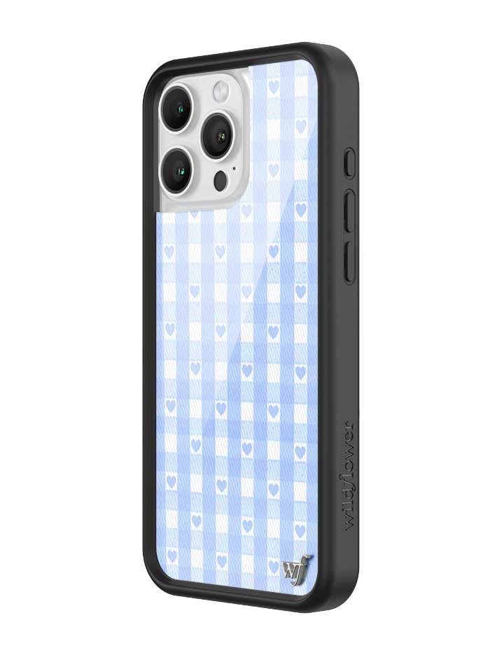 Blue Gingham Hearts iPhone Case - Image 2
