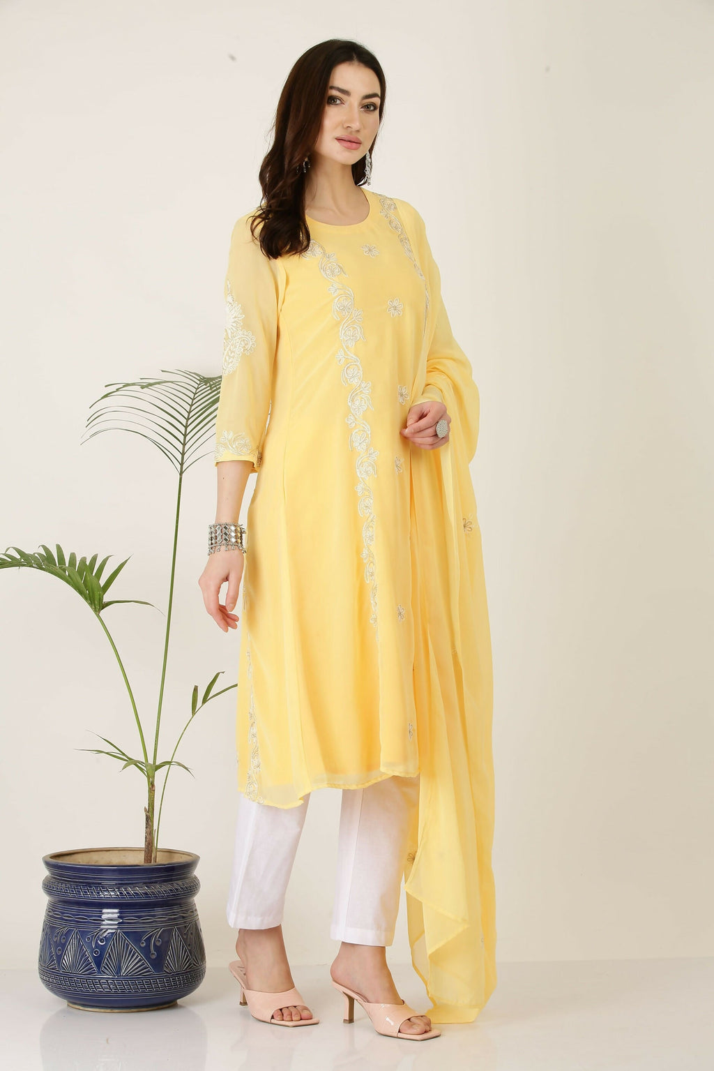 Joban Fashion Yellow Georgette Kurta Set