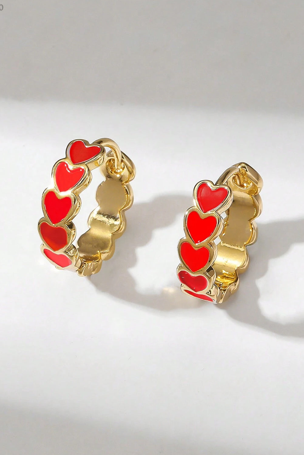 Red Heart Shape Small Hook Earrings