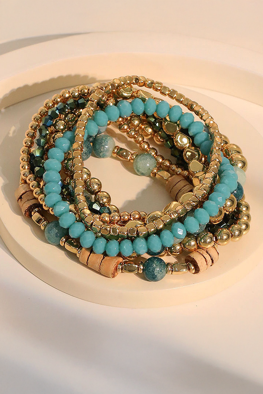 Boho Beaded Multi Layer Elastic Bracelet Set