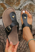 Vintage Buckle Thong Slippers