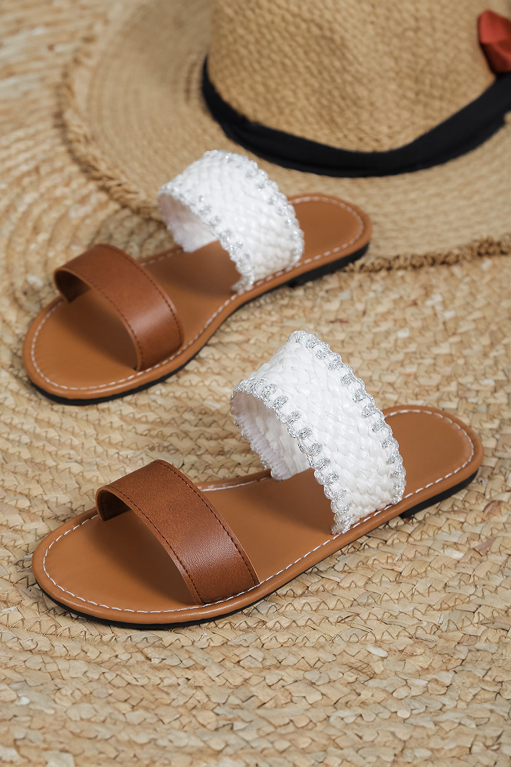 Woven Strap Flat Slippers