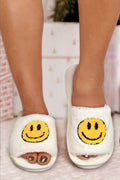 Smile Emoji Graphic Plush Home Slippers