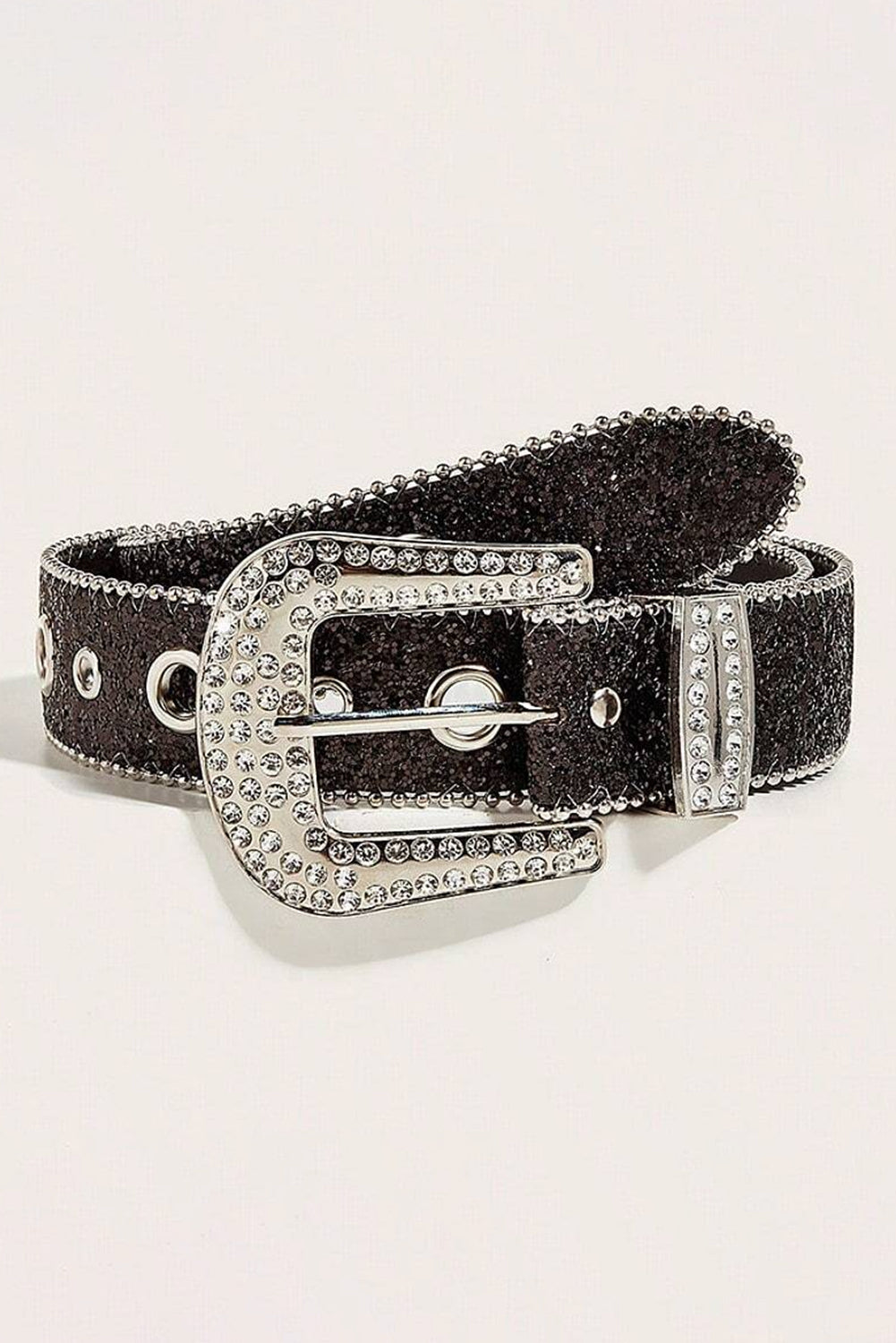 Black Rhinestone Buckle Belt