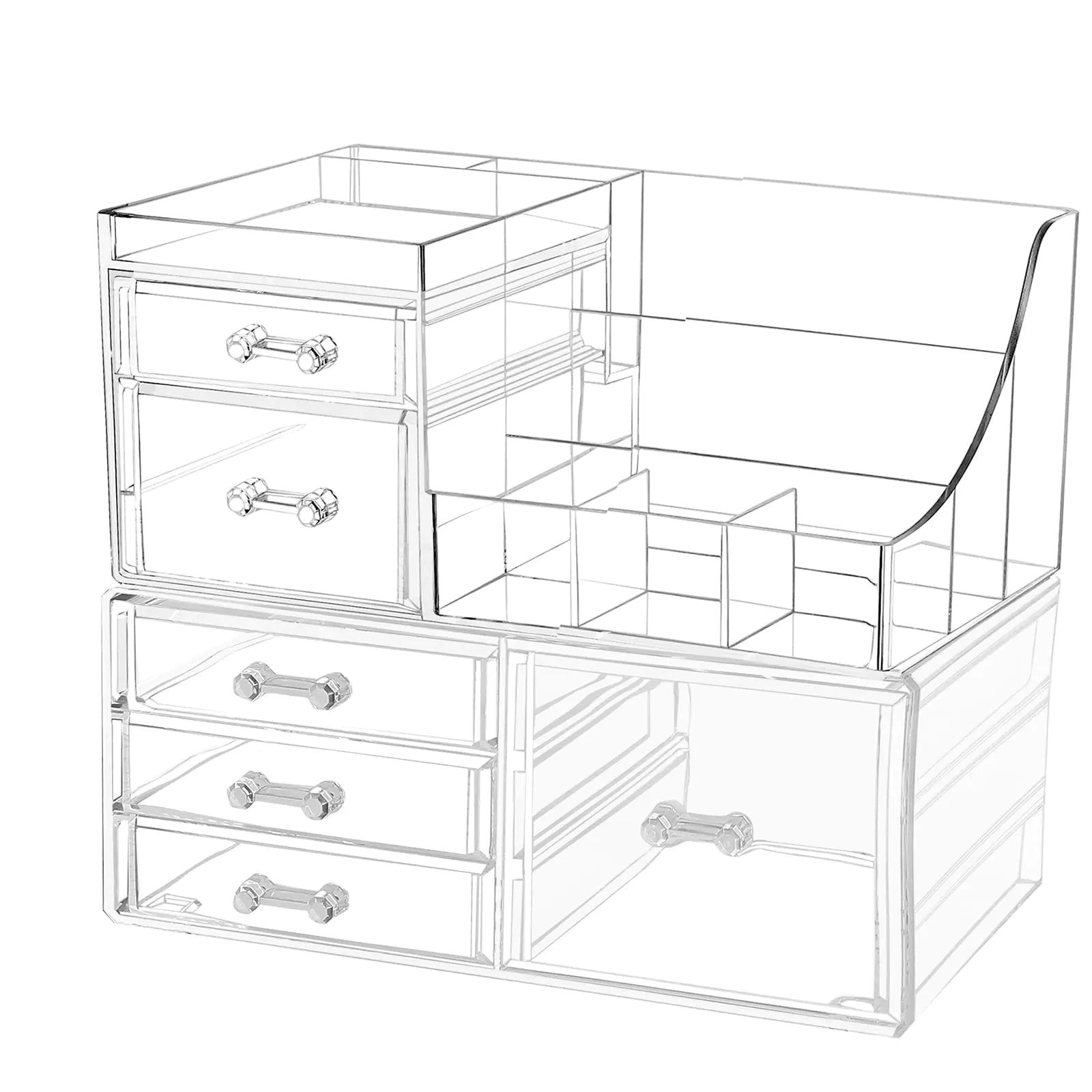 Cq acrylic 2 Pack Clear Makeup Storage OrganizerStackable 6 Drawers Make Up OrganizersCute Desk Organizer for Vanity JewelryHair ClipBeautySkincare Product Bathroom Counter Organizers and Storage