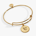 Gold-tone Bonus Mom expandable charm bangle with engraved family quote