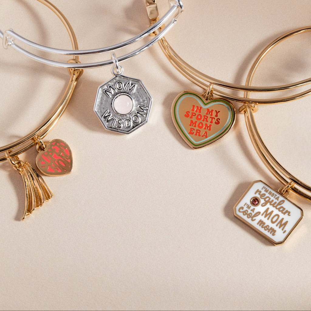 In My Sports Mom Era Heart Charm Expandable Wire Bangle