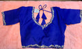 Royal blue silk blouse with intricate hand embroidery and sequins