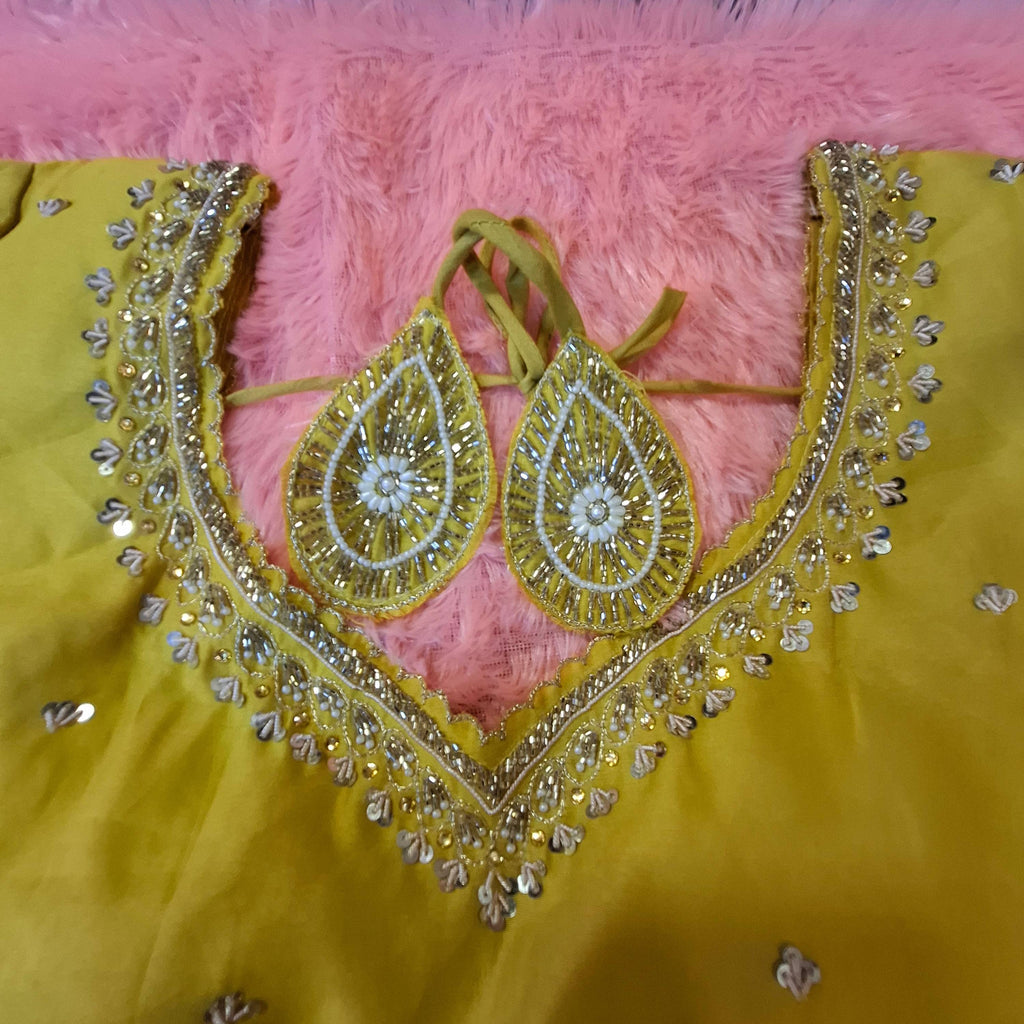 Mustard Yellow Cotton Silk Hand Embroidered Readymade Blouse