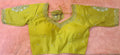 Mustard yellow cotton silk hand-embroidered readymade blouse with 11.5 inch sleeves