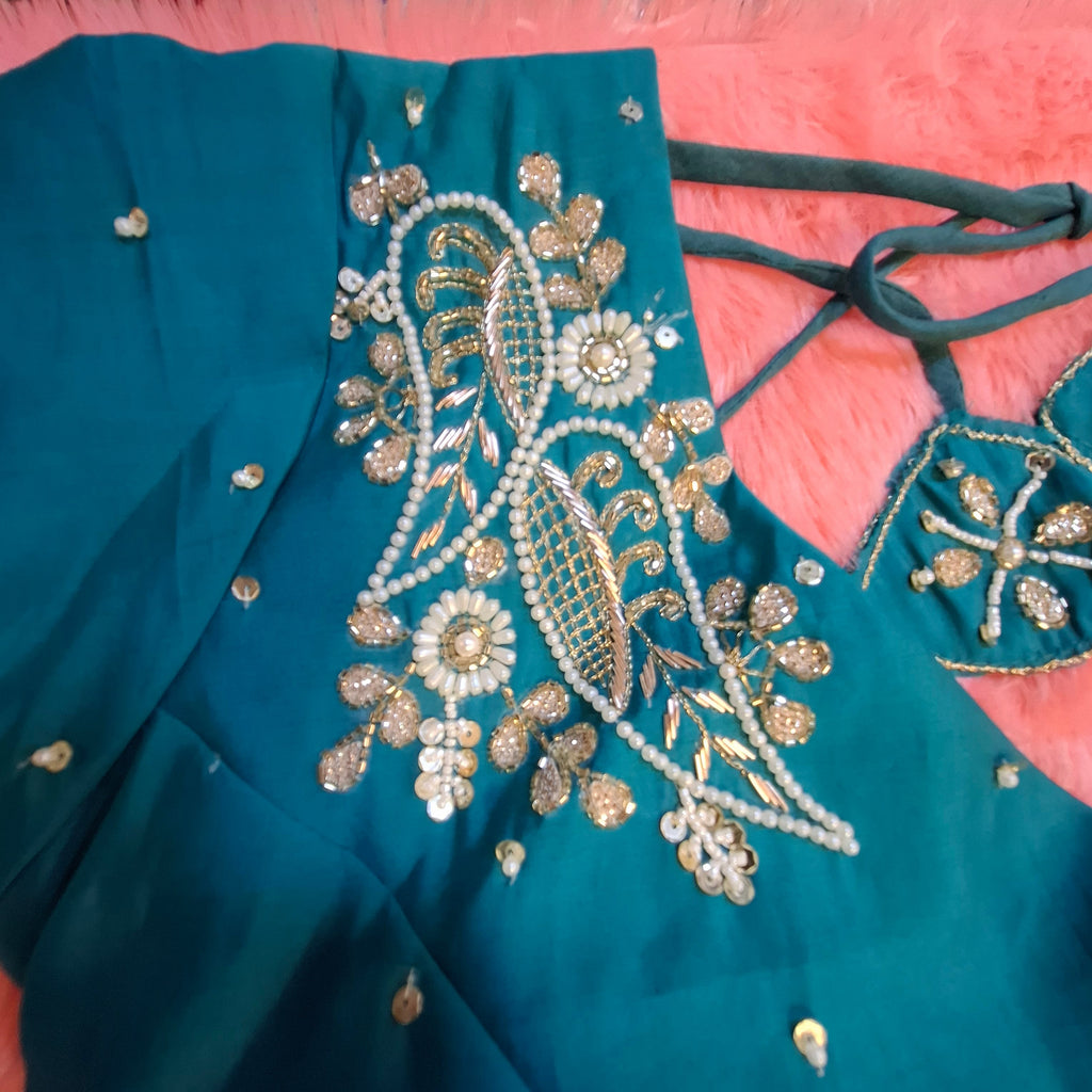 Peacock Hand Embroidered Silk Readymade Blouse