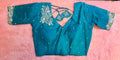 Peacock hand-embroidered silk readymade blouse with zardosi and pearl details