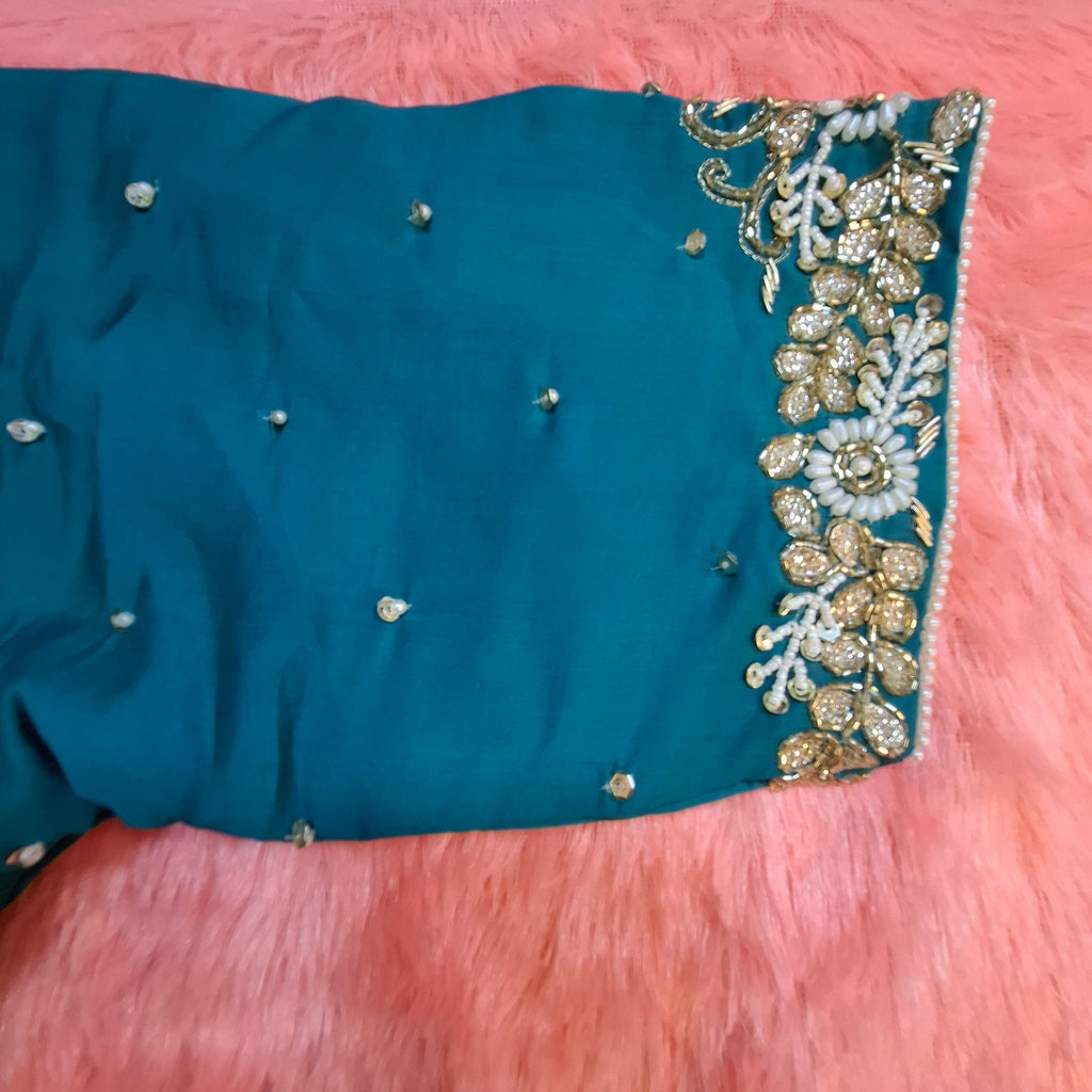 Peacock Hand Embroidered Silk Readymade Blouse