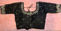 Black cotton silk readymade blouse with intricate zardosi and stone hand embroidery