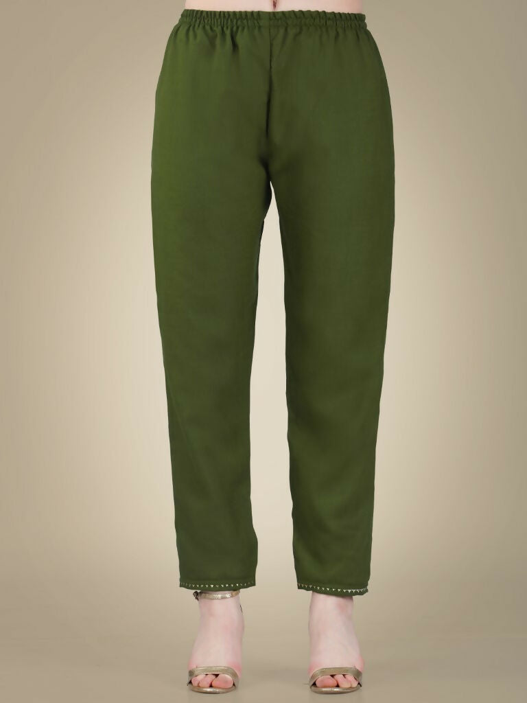 Mehendi Green Geometric Cotton Magic Slub Kurta Set with Gold