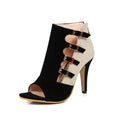Women's Color-Block Buckle Peep-Toe High Heels
