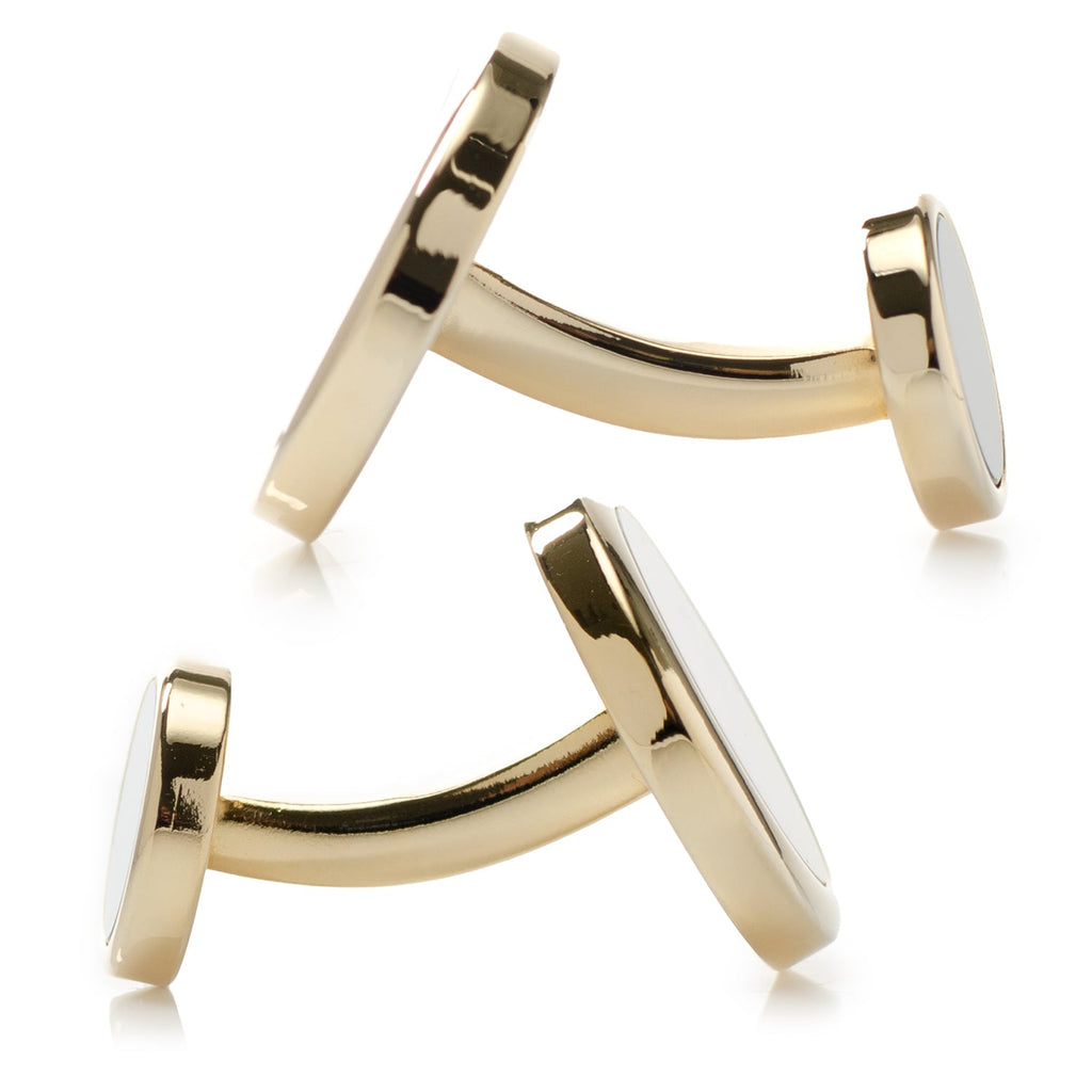 Double Sided Gold Mother of Pearl Round Beveled Cufflinks