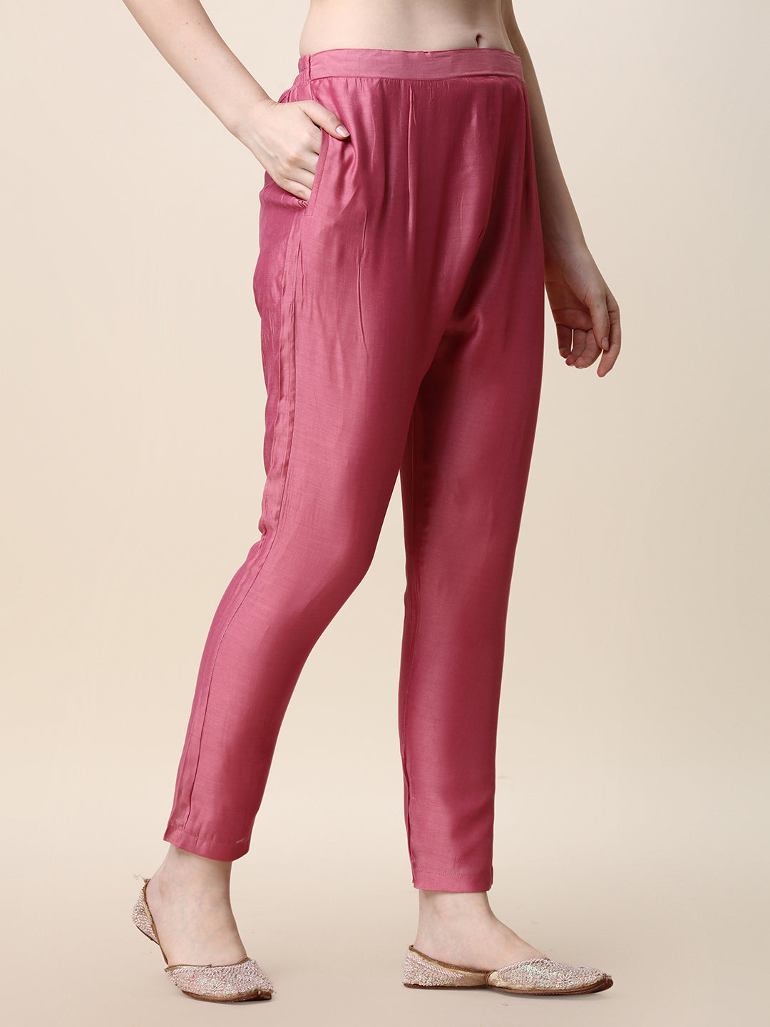 Embroidered Pink Kurta Set with Pant and Dupatta - 3-Piece Outfit
