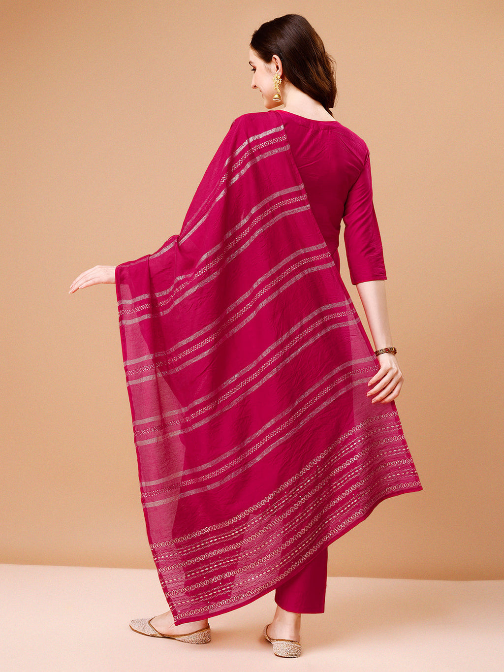Multicolor Rayon Hand Embroidered Kurta Set with Dupatta