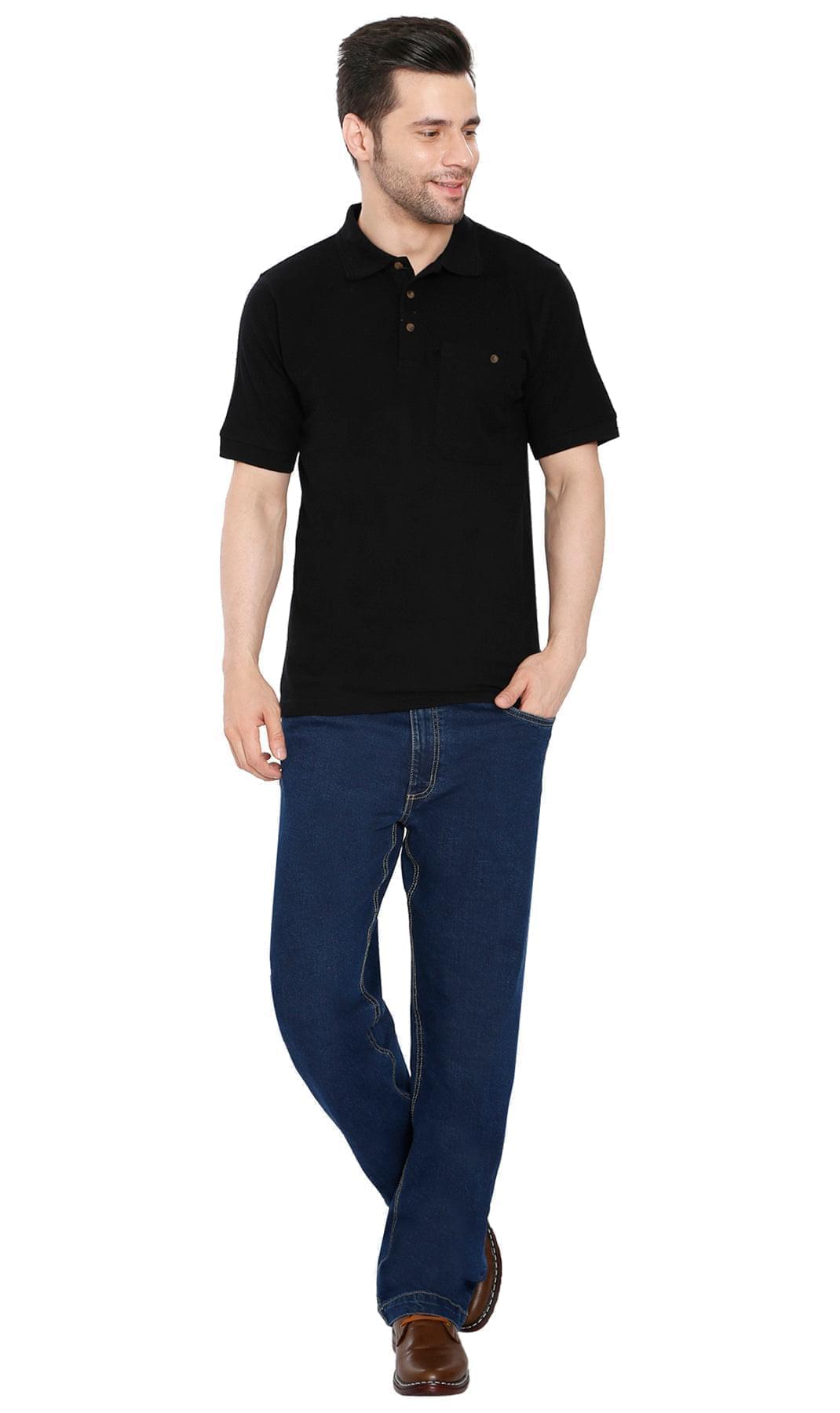 Men's Short Sleeve Pique Polo Shirt with Chest Pocket - Regular Fit