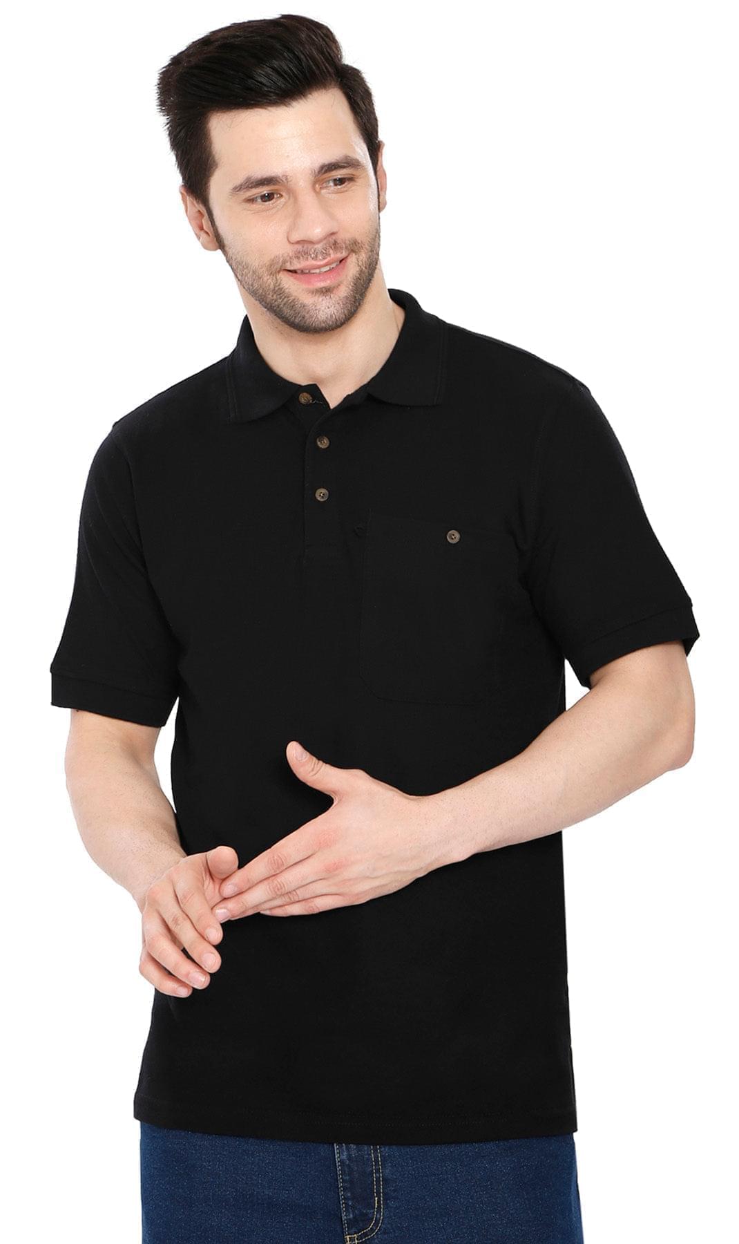 Men's Short Sleeve Pique Polo Shirt with Chest Pocket - Regular Fit