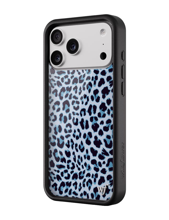 Meow Blue Leopard Print iPhone Case with Protective Finish - Image 2