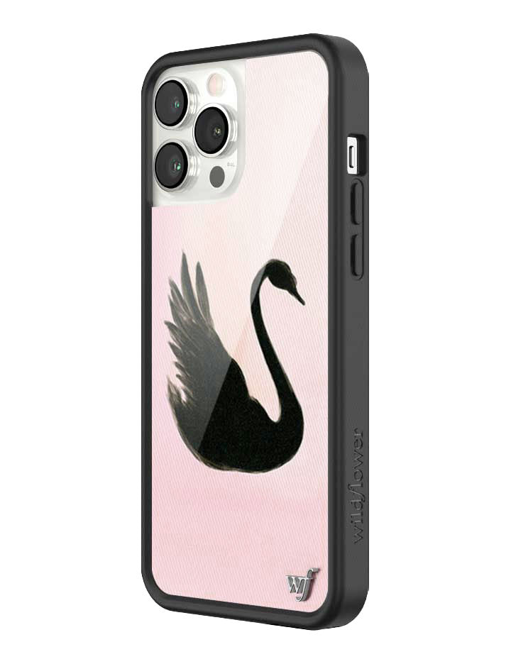 Black Swan iPhone Case with Pink Background Protective Bumper - Image 30
