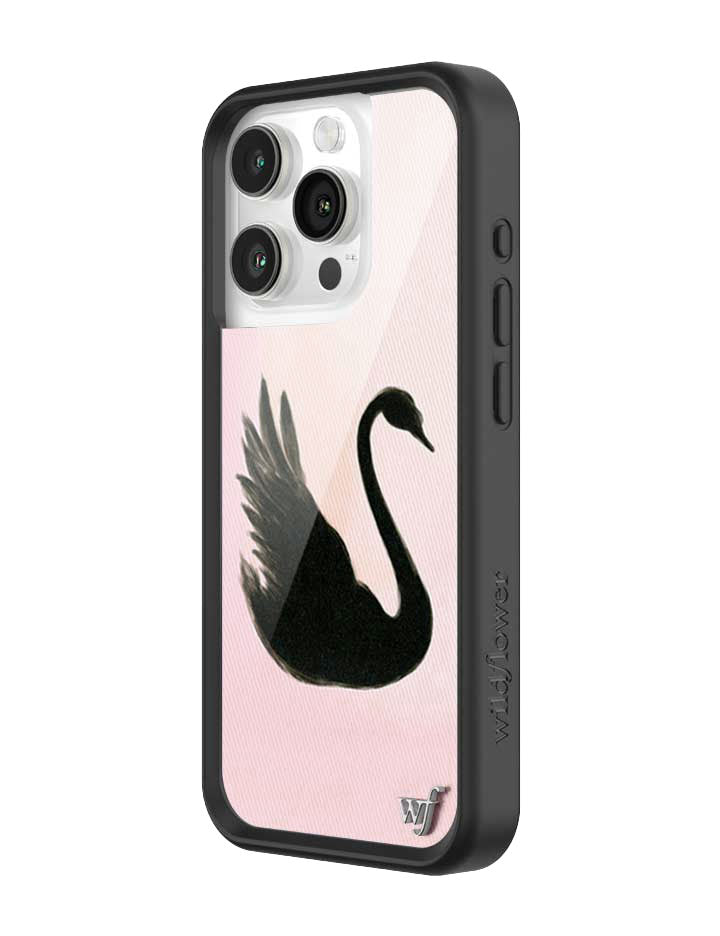 Black Swan iPhone Case with Pink Background Protective Bumper - Image 18