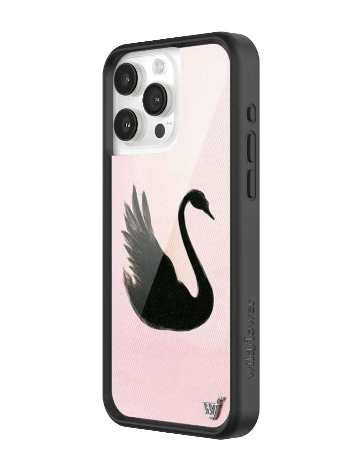 Black Swan iPhone Case with Pink Background Protective Bumper - Image 14