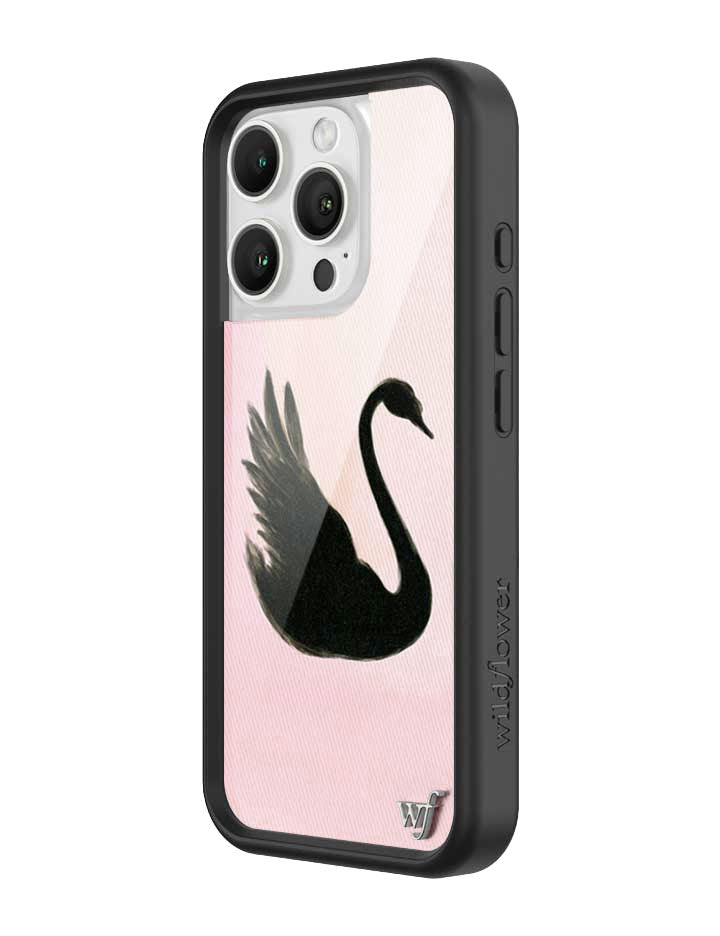 Black Swan iPhone Case with Pink Background Protective Bumper - Image 8