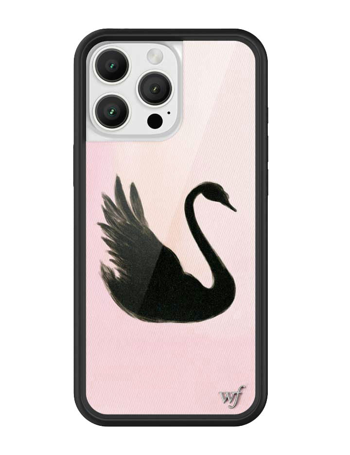 Black Swan iPhone Case with Pink Background Protective Bumper - Image 3