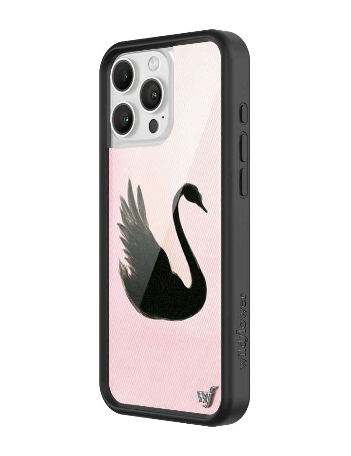 Black Swan iPhone Case with Pink Background Protective Bumper - Image 4