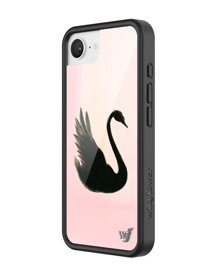 Black Swan iPhone Case with Pink Background Protective Bumper - Image 2