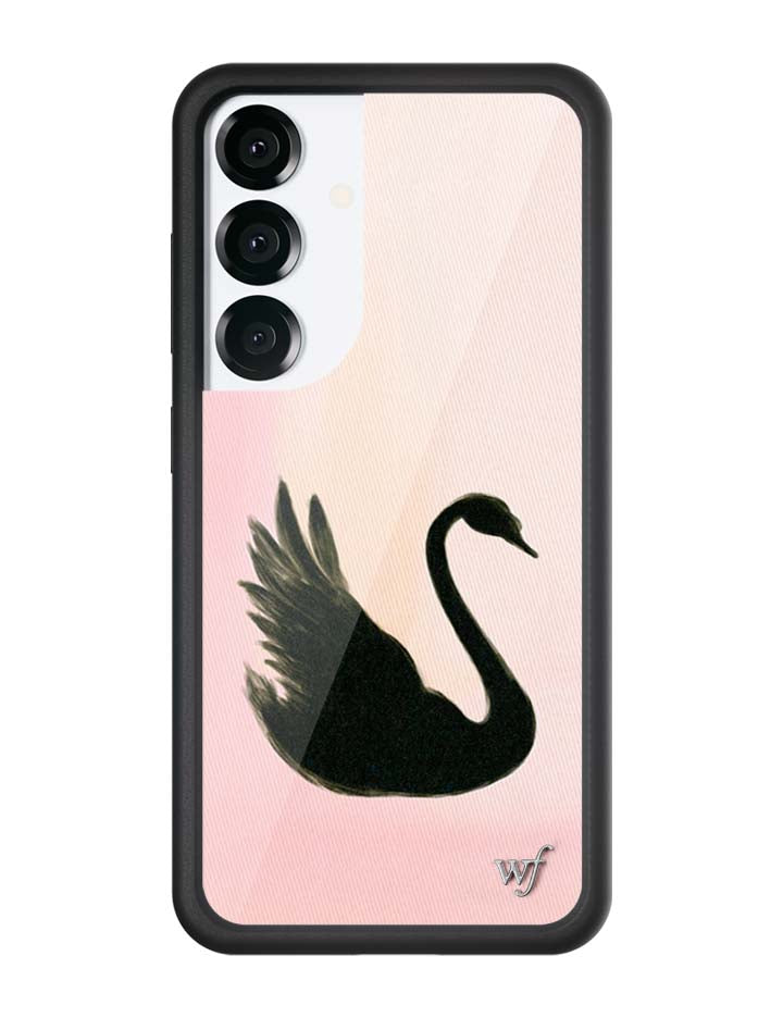 Black Swan Samsung Galaxy Case with Soft Pink Background
