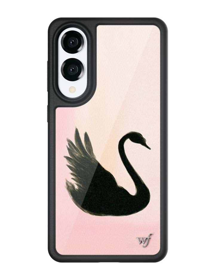 Black Swan Samsung Galaxy Case with Soft Pink Background