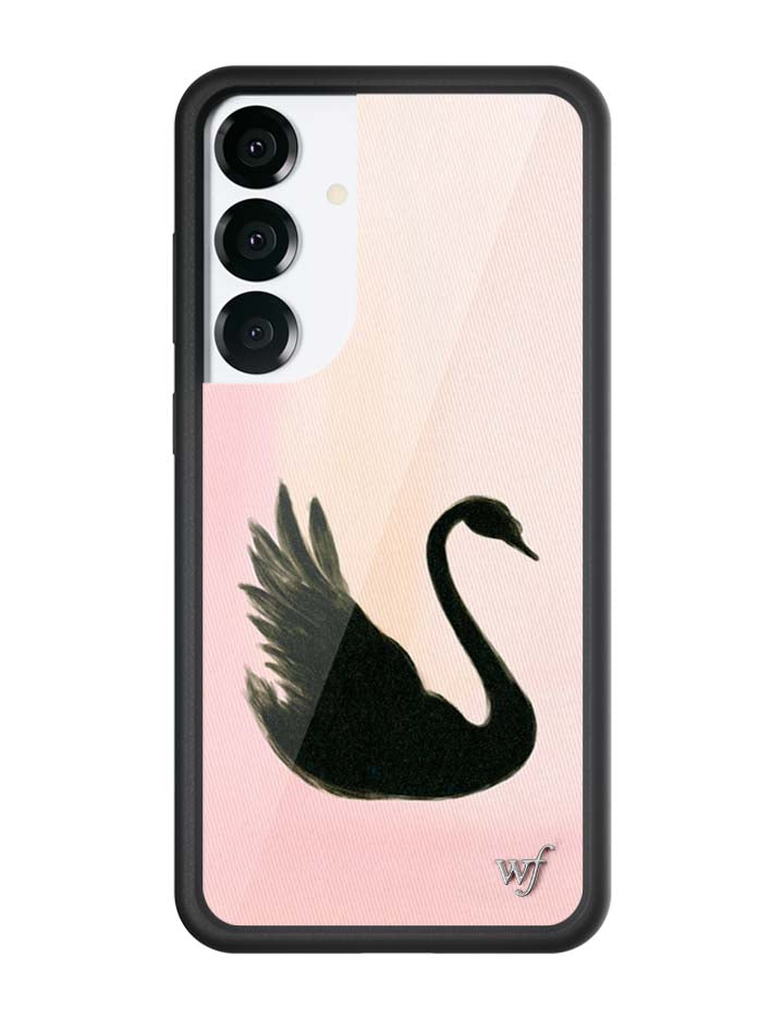Black Swan Samsung Galaxy Case with Soft Pink Background
