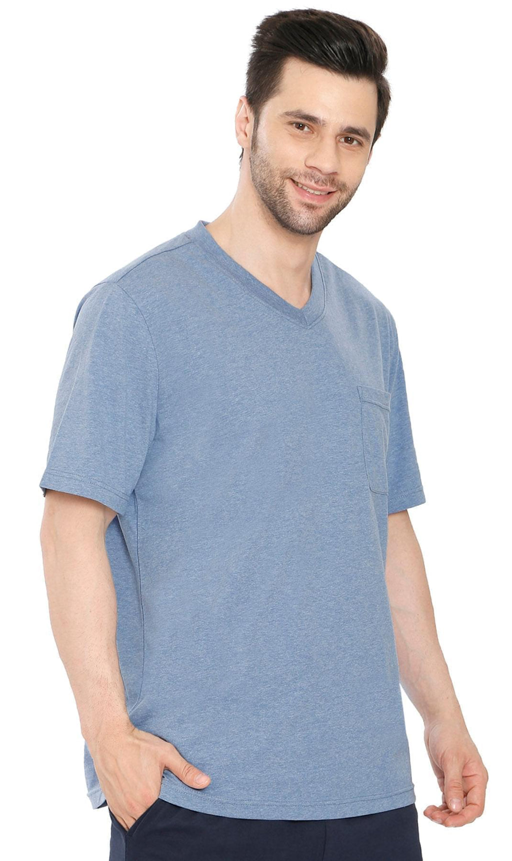 Men's Heavyweight V-Neck T-Shirt with Chest Pocket
