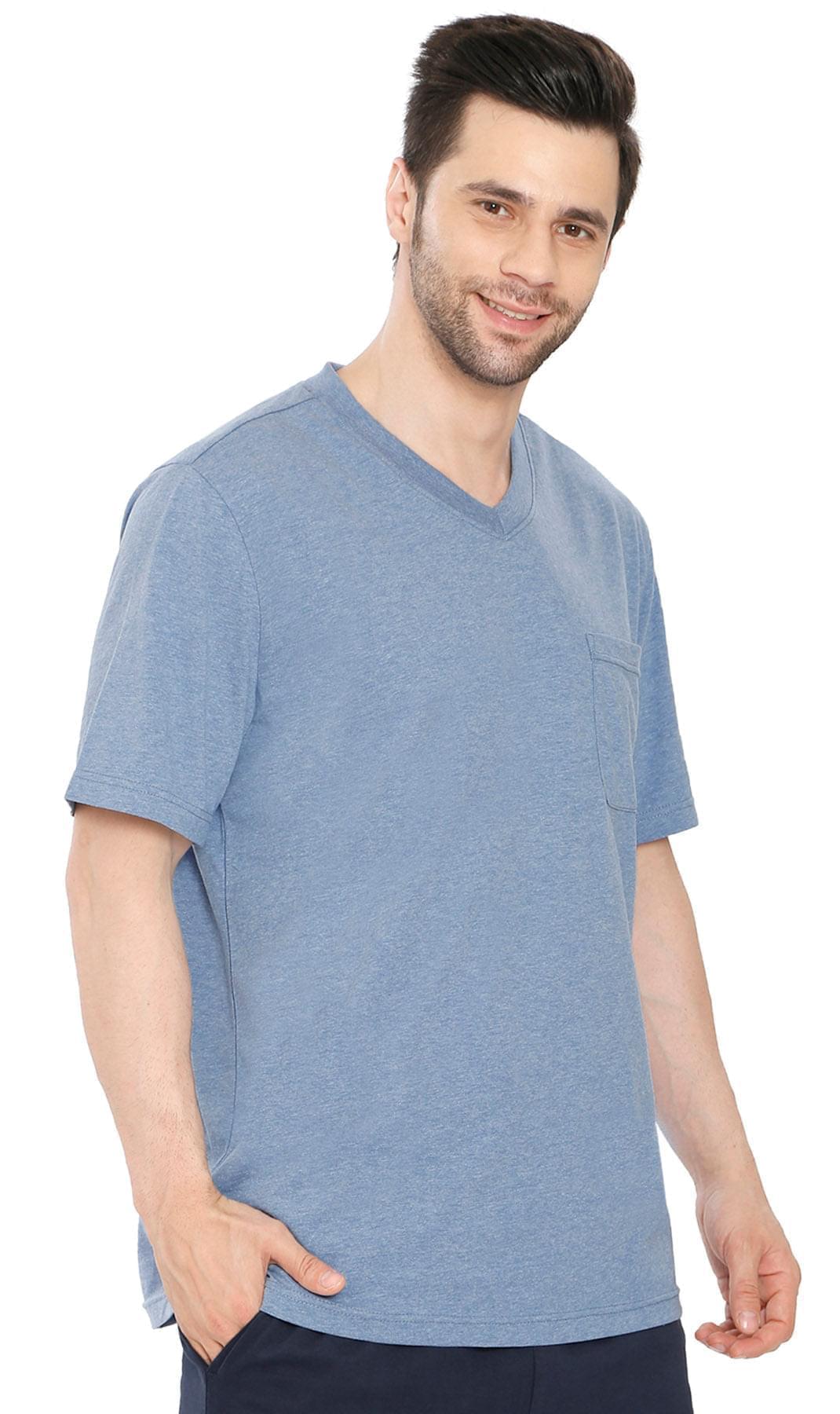 Men's Heavyweight V-Neck T-Shirt with Chest Pocket