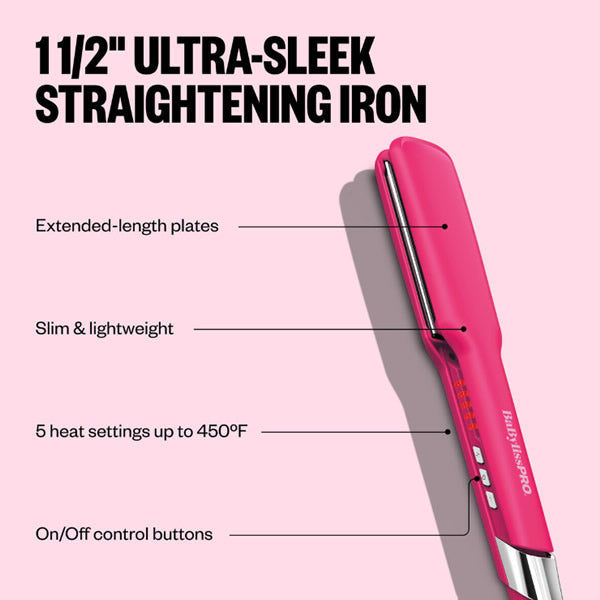 BABYLISSPRO NANO TITANIUM ULTRA-SLEEK STRAIGHTENER 1.5" (HOT PINK) (#BNT131THP)