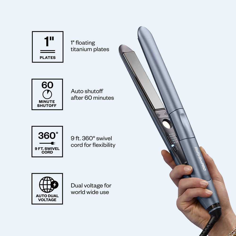 TrueTension 1" Flat Iron in Metallic Slate Blue and Matte Black