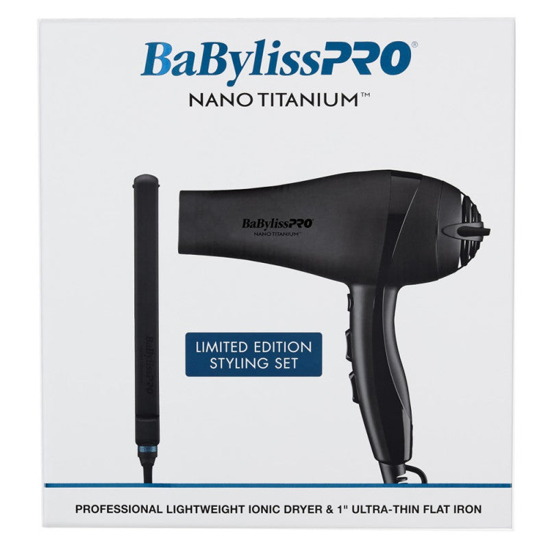 Matte Black Nano Titanium 2000W Dryer & Straightener Combo