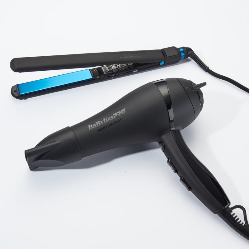 BaBylissPRO Limited Edition Matte Black 2000W hair dryer and matching straightener set