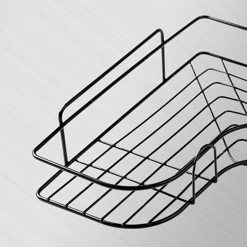 Triangular Wall-Mounted Storage Shelf with Hanging Basket