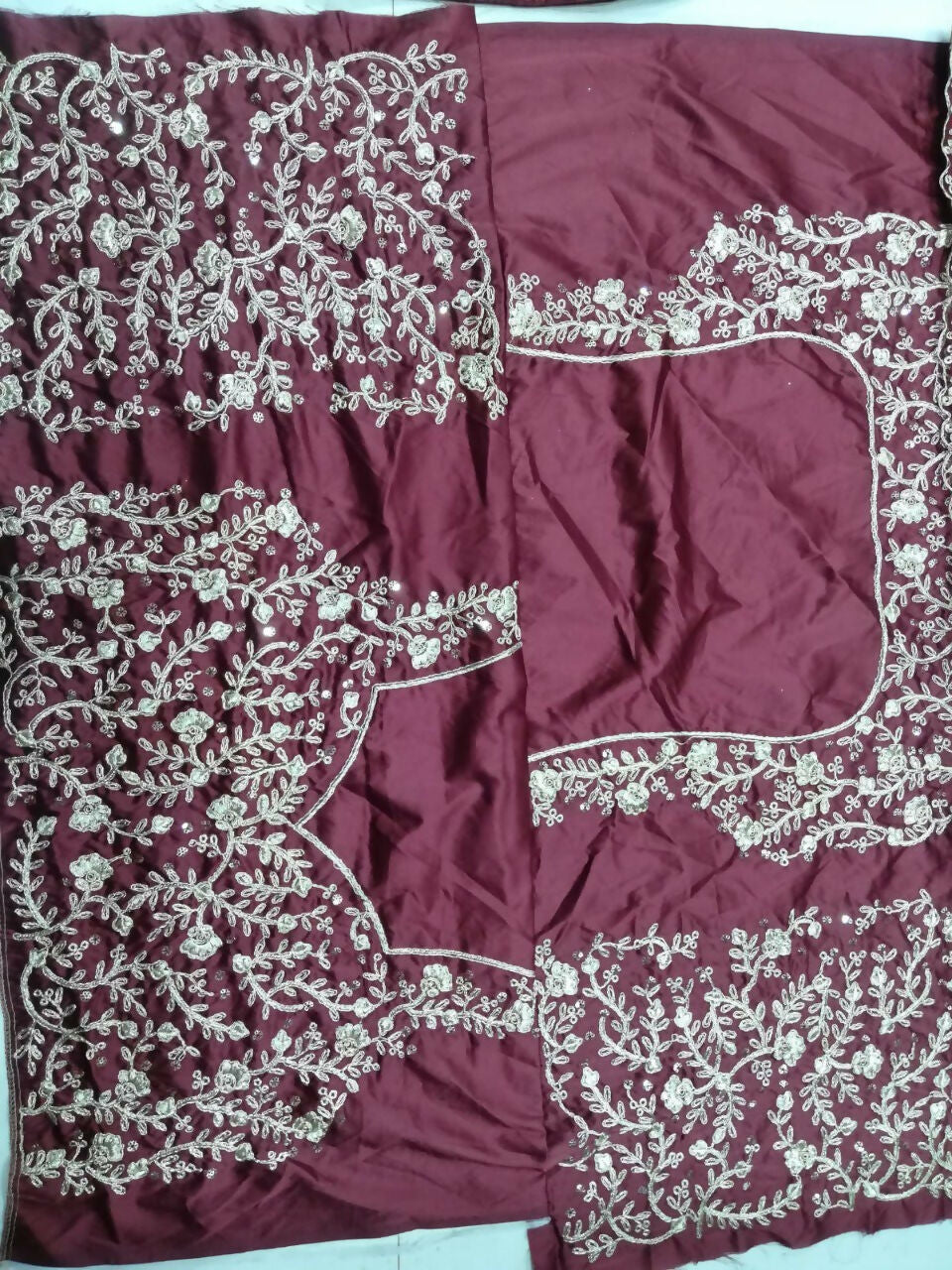 Maroon Silk Lehenga Choli with Sequin, Thread and Coding Work
