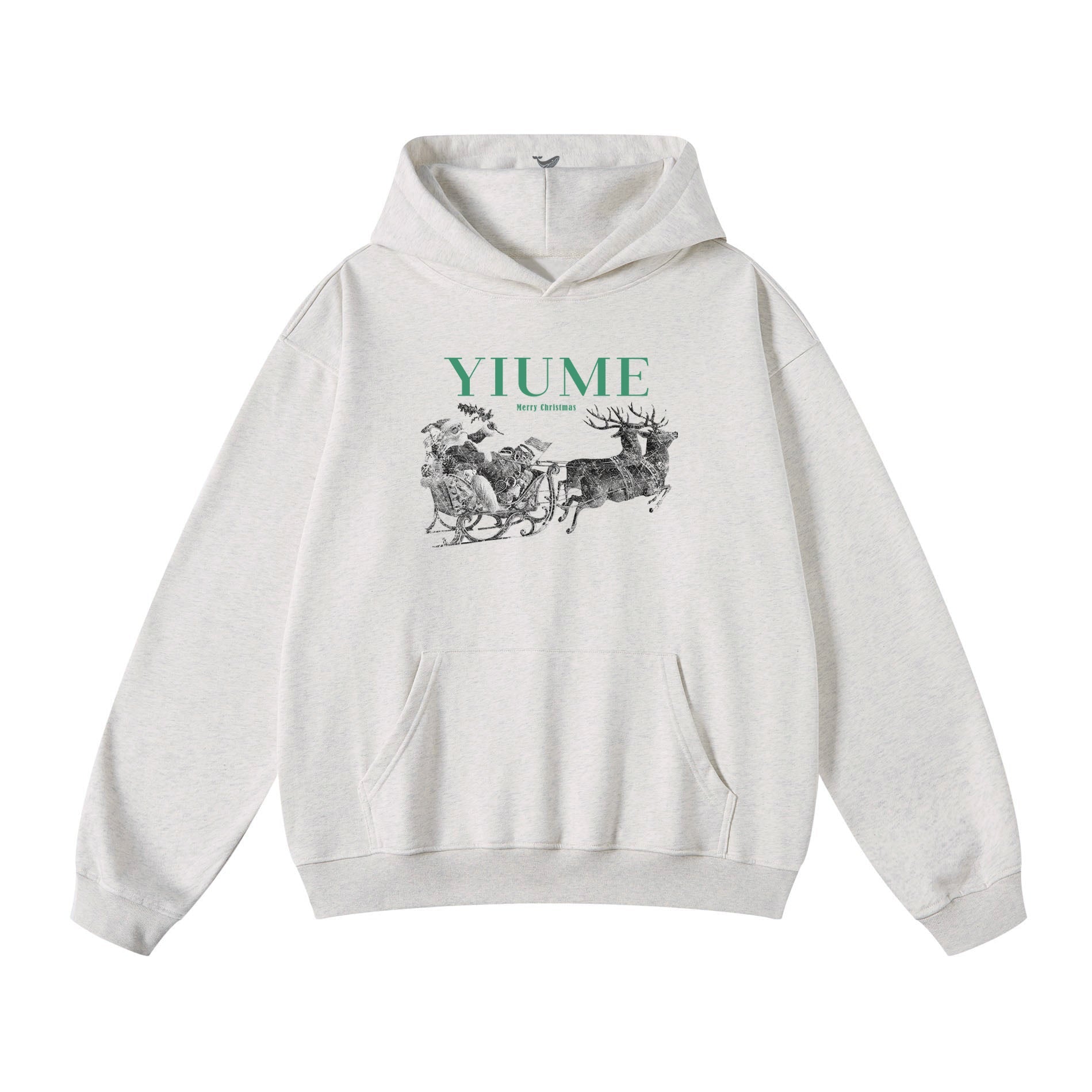 Men wearing a Merry Christmas Hawaiian print hoodie with festive graphics