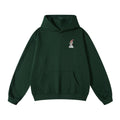 Dark green festive hoodie with snowman print for men.