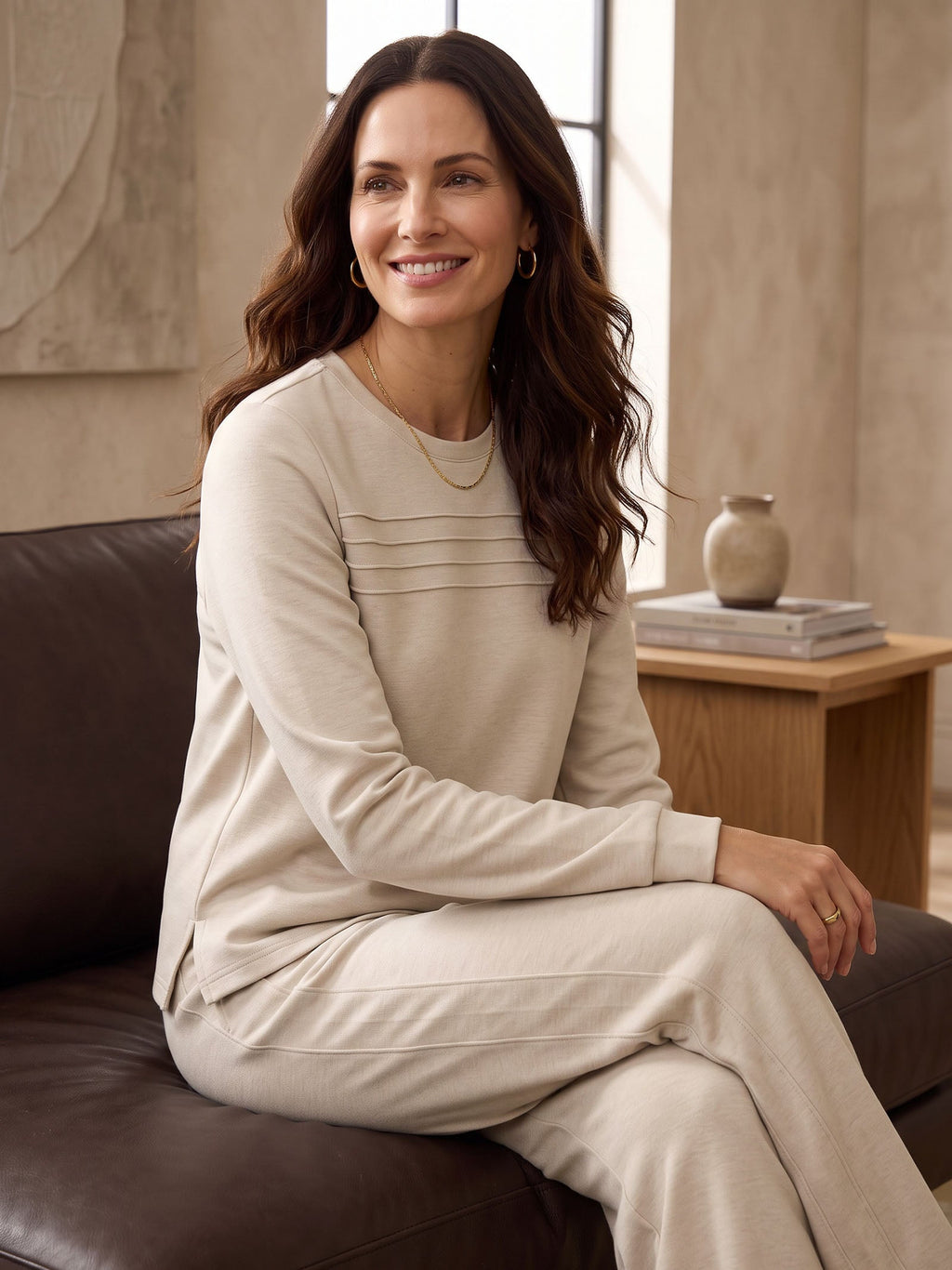 Lyocell Wool Accordion Pleat Long Sleeve Top ORABEL